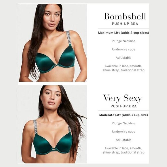 Victoria's Secret Shine Strap Push Up Bra, Padded, Plunge Neckline 32D NWT - Picture 5 of 5